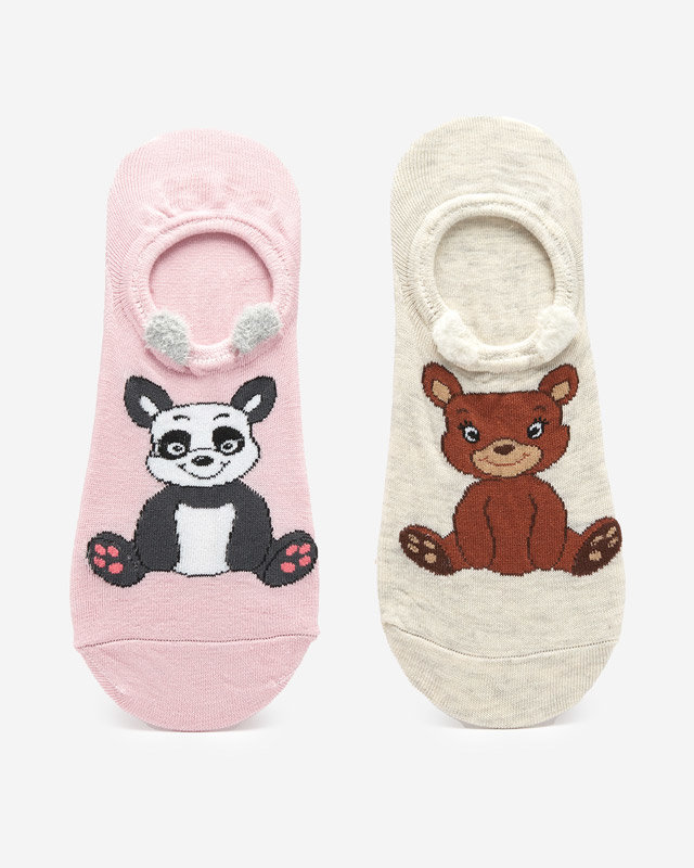 Rosa und graue Damensocken mit Animal-Print 2 / Pack - Unterwäsche