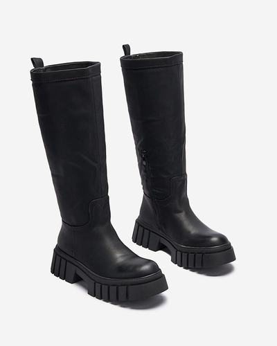 OUTLET Schwarze halbhohe Damenstiefel Astaroth - Schuhe