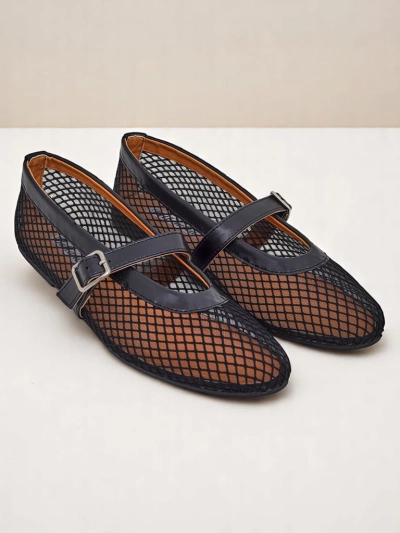 Royalfashion Damen-Ballerinas mit Lochmuster und Riemchen Naommi