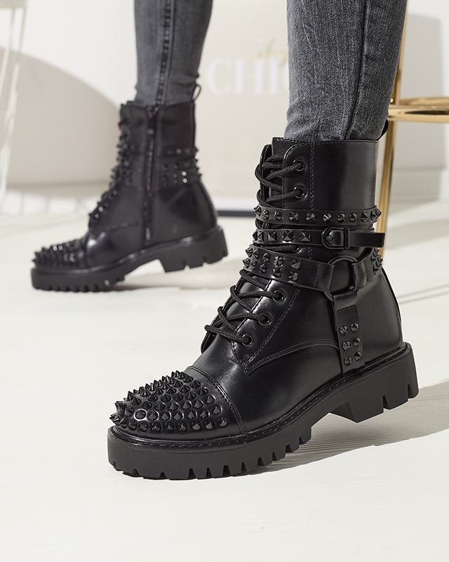 OUTLET Schwarze Damenstiefel mit Nieten Fioppo - Footwear
