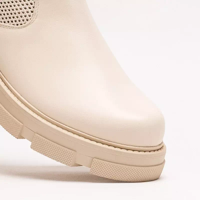 OUTLET Beige durchbrochene Damenstiefeletten Roibu - Schuhe