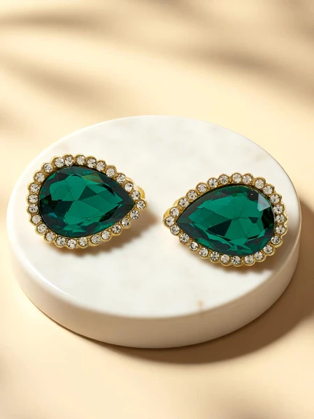 Royalfashion Жіночі сережки-кліпси з кристалом і цирконієм