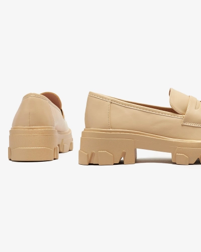 Beige Mokassins für Damen mit fester Sohle Desika - Footwear