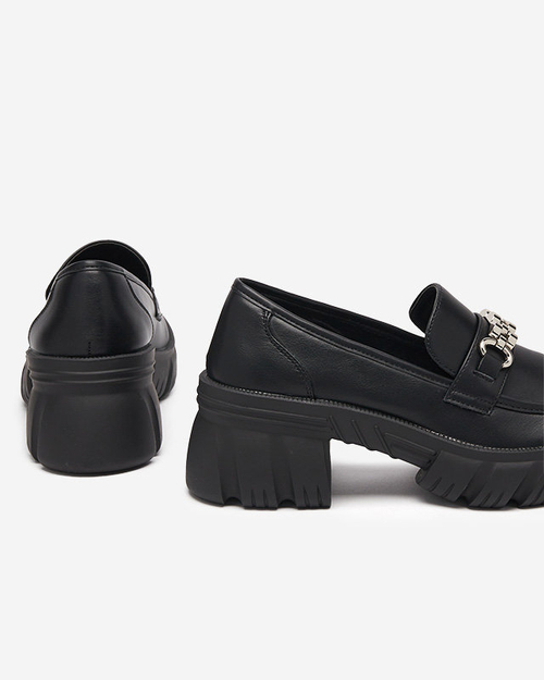 Чорні жіночі лофери на масивній підошві Erikela