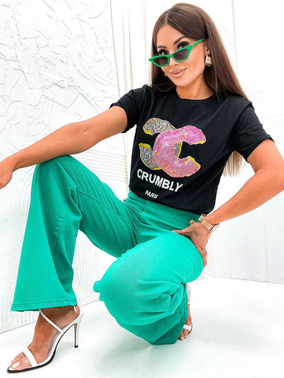 Royalfashion Damen-T-Shirt mit Druck und Zirkonen