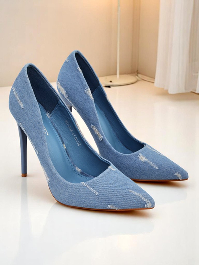 Royalfashion Damen High Heels Pumps Denim Chic