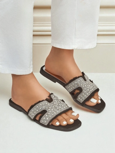 Royalfashion Damen-Sandalen mit Strasssteinen CrystalEase