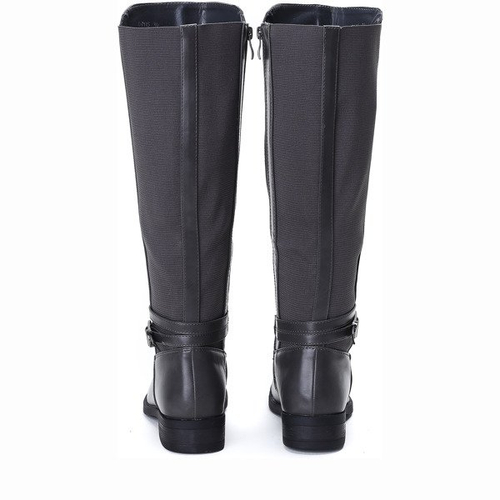 Szare kozaki ze skóry ekologicznej Ido- Obuwie