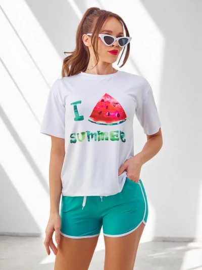 Royalfashion Damen Sportset mit T-Shirt und Shorts Wassermelone