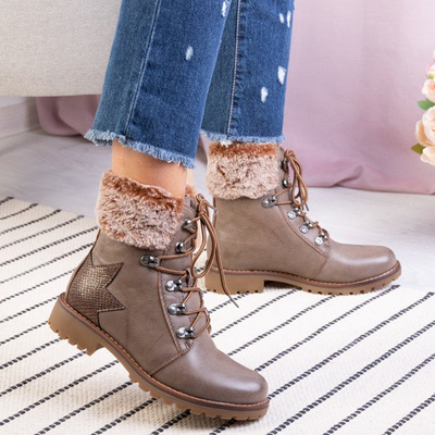 Коричневі черевики з хутром Zirca - Взуття