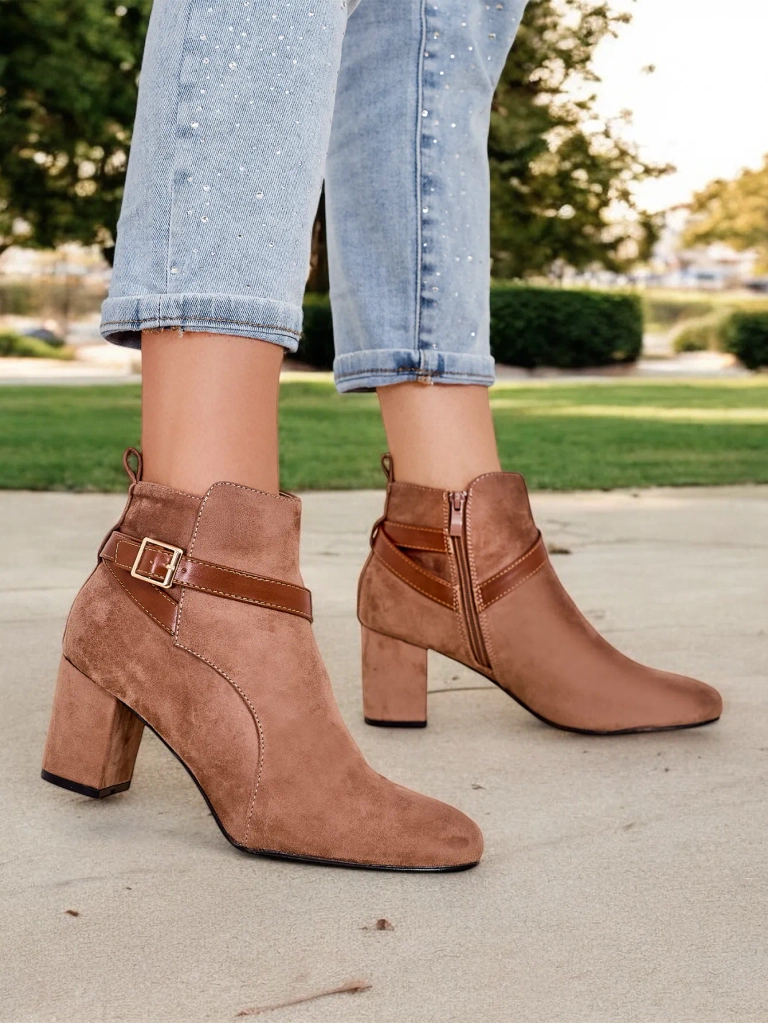 Royalfashion Damen Chunky Heel Knöchelstiefel Eloron