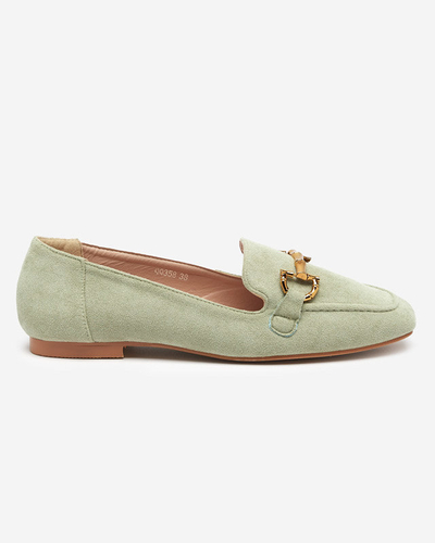 OUTLET Зелені жіночі мокасини із золотим декором Miredo - Туфлі