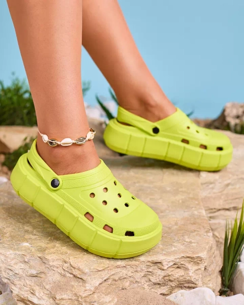 Royalfashion Neongrüne Damen-Flip-Flops mit durchbrochener Verzierung Mightty