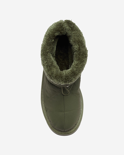 Dunkelgrüne Damen Isolierte Stiefel a'la Schneestiefel Kaliolen - Footwear