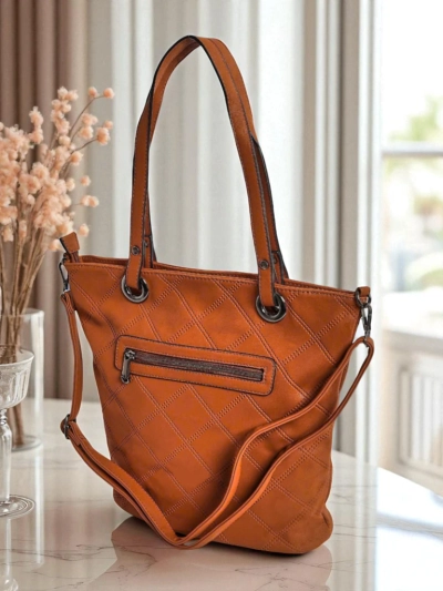 Damenhandtasche Latona braun aus Öko-Leder, geräumige Shopper-Tasche mit Reißverschluss