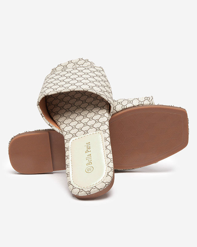 Beige gemusterte Damenhausschuhe Reverdi - Schuhe