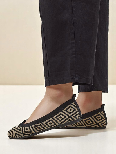 Royalfashion Stoffballerinas für Damen mit geometrischem Print Metrisch