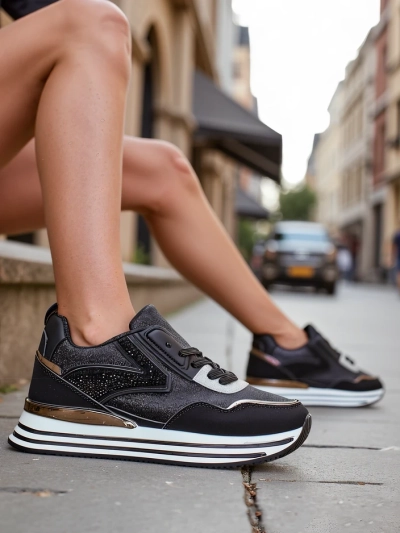 Royalfashion Damen Sneakers mit Glitzer Borovis
