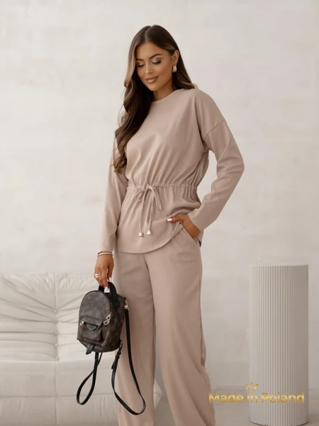 Royalfashion Baumwoll-Damen-Set im Strick-Rippen-Stil