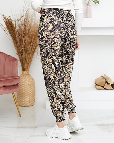 Damenhose in Marineblau und Beige mit Aufdruck - Kleidung