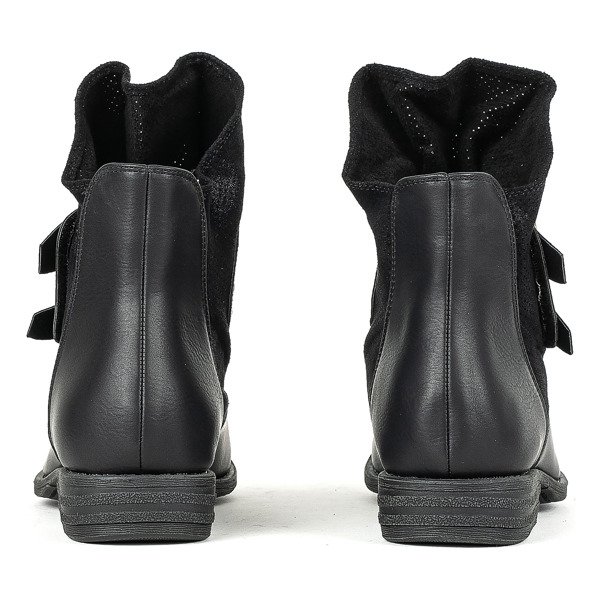 Schwarze Stiefeletten mit silbernen Halcyon-Schnallen - Schuhe