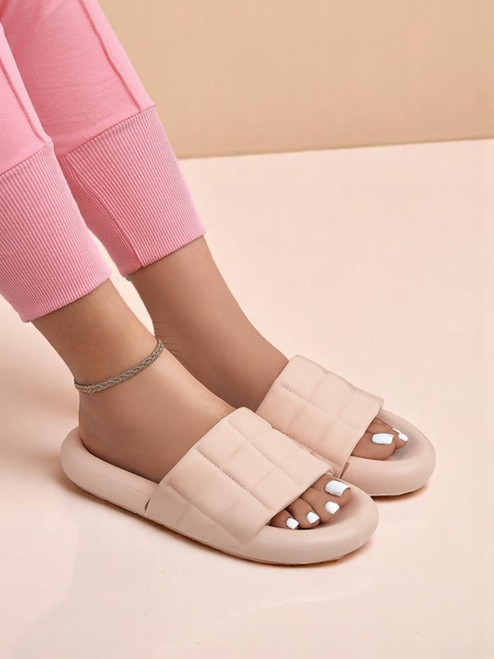 Royalfashion Damen Pantoletten mit flacher Sohle Quilt Walk