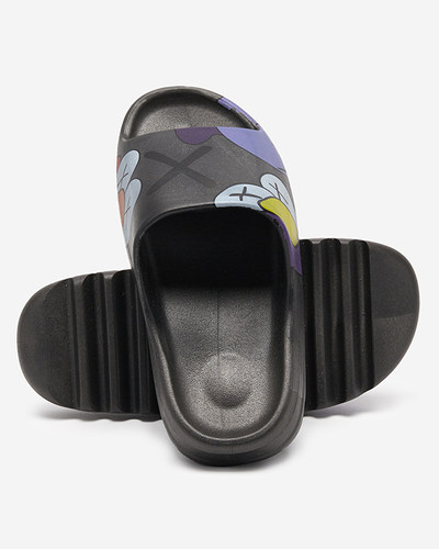 OUTLET Damenpantoffeln aus schwarzem Gummi mit Pfizz-Footwear-Aufdruck