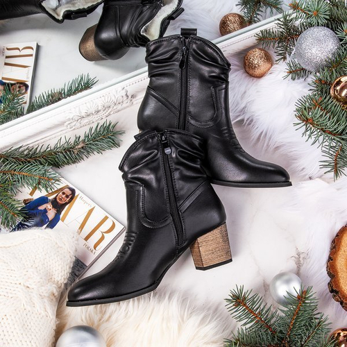 Чорні теплі ковбойські черевики Vincenza - Взуття