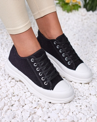Royalfashion Schwarze Damen Plateau-Sneakers Spollero