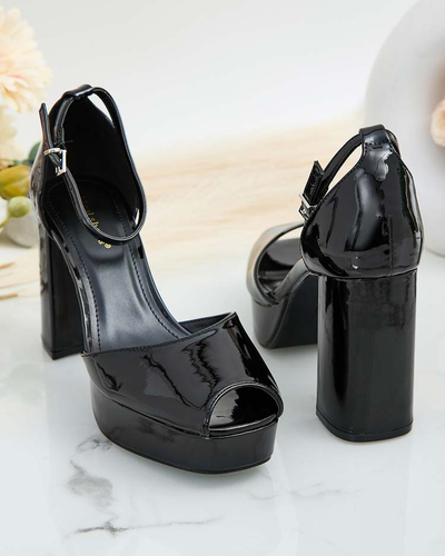 Royalfashion Damen Lefeyoa lackierte Pfostensandalen