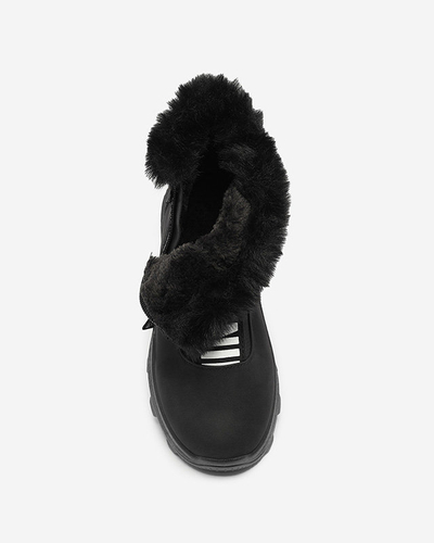 OUTLET Schwarze isolierte Damenstiefel mit Fell Scherr- Footwear