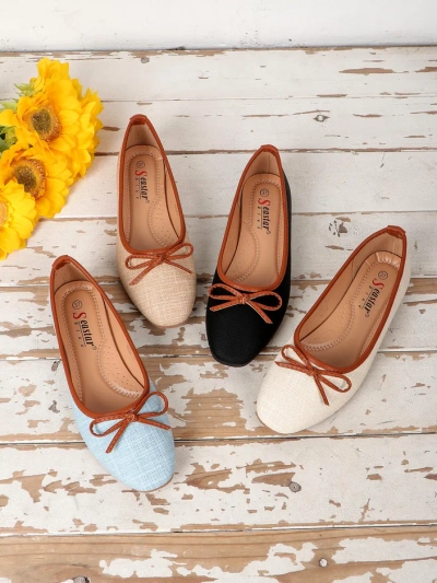 Royalfashion Damen Ballettschuhe mit Glitzer und einer Schleife Aramie