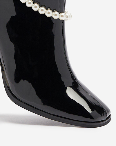 Schwarz lackierte Damenstiefel mit hohem Schaft Rassla- Footwear