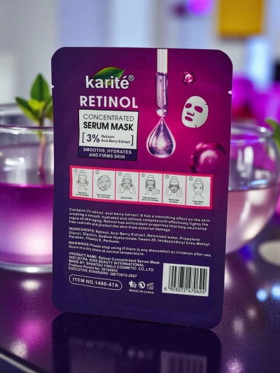 Tuchmaske mit Retinolserum - regeneriert und glättet die Haut intensiv