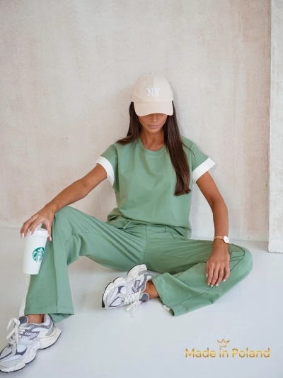 Aurelia Verde – Khaki-Trainingsanzug-Set aus Baumwolle und Elasthan, stilvoller italienischer Klassiker