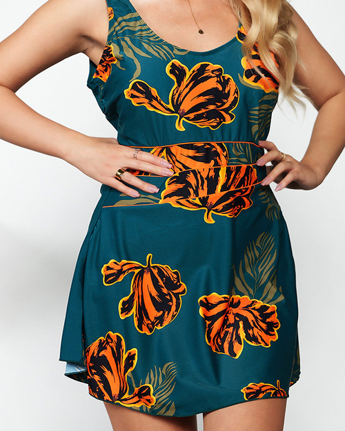 Зелено-помаранчевий купальник - танкіні PLUS SIZE