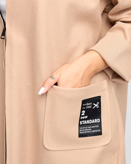 Жіноче пальто жакет бежевого кольору з написами - Clothing