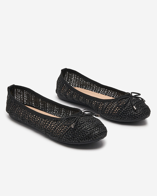 Чорні жіночі плетені балетки Wewo