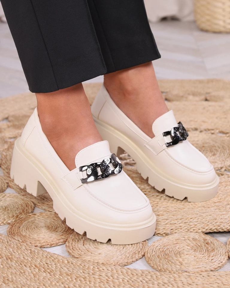 OUTLET Damen Mokassins in Creme Farbe Lopolla- Footwear