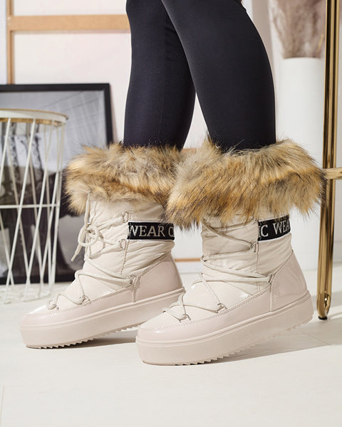 Beige Damen-Schneestiefel mit Fell Lilitsa- Footwear