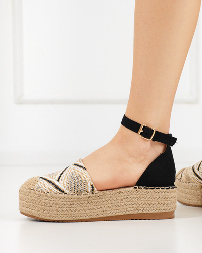 Gemusterte beige Damen-Espadrilles mit Zebria-Plateau - Schuhe