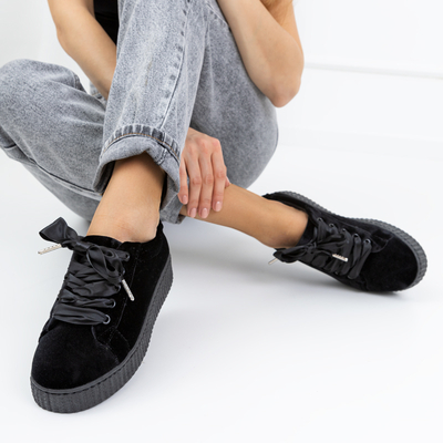 Schwarze Damen Plateau-Sneaker aus Velours Itoda - Schuhe