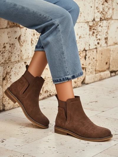 Damen Stiefeletten im Chelsea-Stil aus Öko-Wildleder Veysi