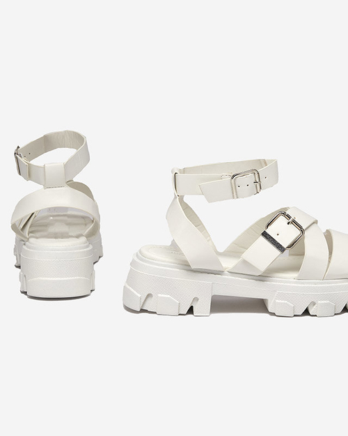 Білі жіночі босоніжки на товстій підошві Ccins- Взуття