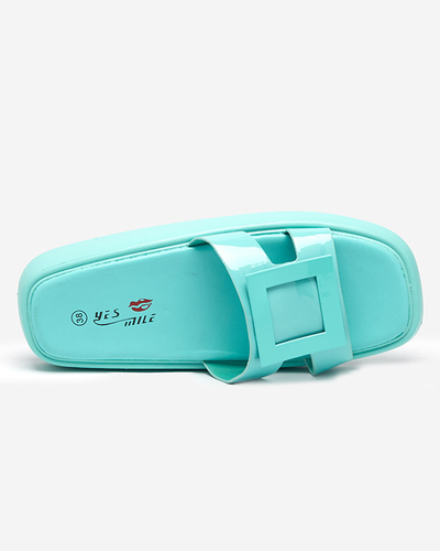 Mintfarbene Damenhausschuhe mit Zegor-Ornament - Schuhe