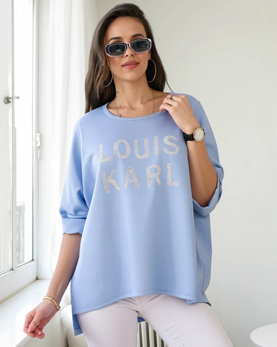 Royalfashion Damen Viskosebluse mit Strassaufschrift