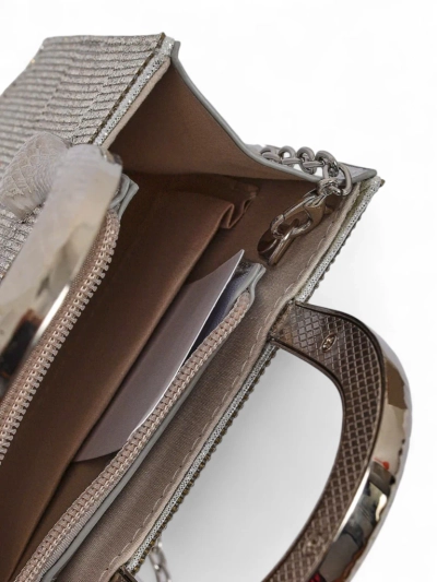Royalfashion Damen Clutch Handtasche mit Zirkonia und Schlangenleder-Optik Snake Glam