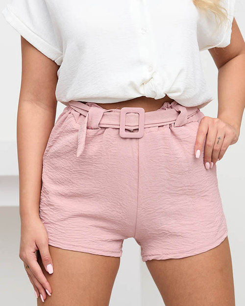 Hellrosa kurze Damen-Shorts mit Taschen - Kleidung