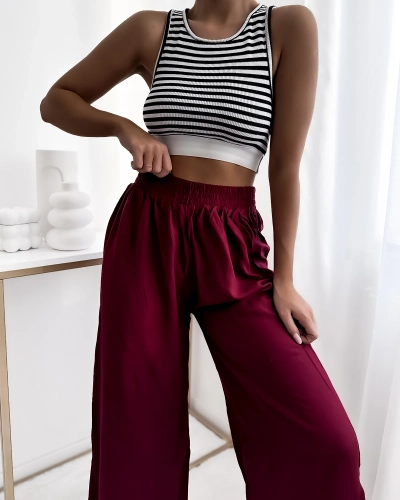 Royalfashion Maroon Damen 7/8 Culotte Hose