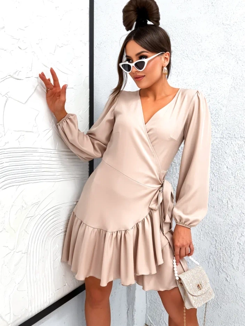 Royalfashion Жіноча міні-сукня з воланами та зав'язками